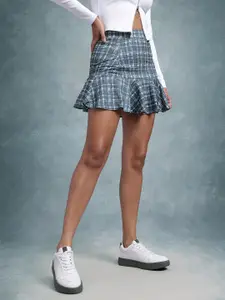 The Roadster Lifestyle Co. Checked Flared Mini Skirt