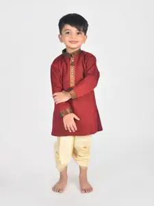 BAESD Boys Embroidered Pure Cotton Kurta With Dhoti Pants