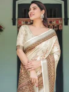 Mitera Ethnic Motifs Printed Zari Saree