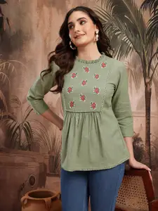 Sangria Embroidered Cotton Top