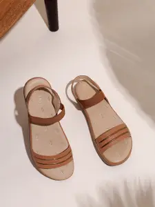 TRASE Women Textured Open Toe Flats