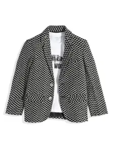 CHARCHIT Boys Notched Lapel Collar Single-Breasted Blazer With T-Shirt