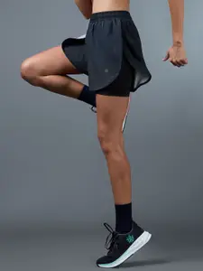 CULT Women Teal Urban Camo Run Built-in  Shorts