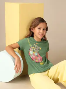 U.S. Polo Assn. Kids Girls Graphic Printed Relaxed Fit T-Shirt