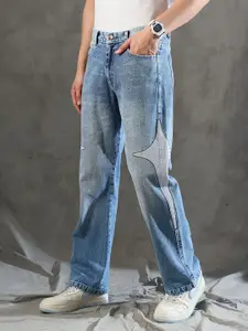 FUGAZEE Men Straight Fit Mildly Distressed Cotton Embroidered Jeans