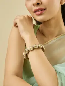 Kushal's Fashion Jewellery Embellished Bridal White Victorian-Plated Ethnic Kundan Bangle