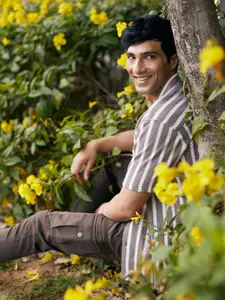 Crimsoune Club Men Classic Fit Vertical Striped Cuban Collar Cotton Casual Shirt