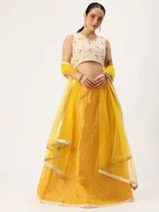 Ethnovog Embroidered Sequinned Semi Stitched Lehenga & Blouse With Dupatta