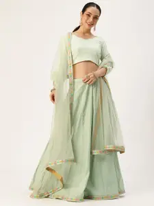 Ethnovog Embroidered Sequinned Unstitched Lehenga & Blouse With Dupatta