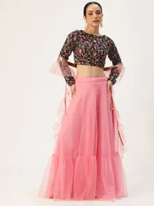 Ethnovog Embroidered Semi Stitched Lehenga & Blouse With Dupatta