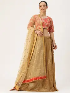 Ethnovog Embroidered Semi Stitched Lehenga & Blouse With Dupatta