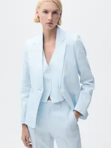 MANGO Pure Linen Single-Breasted Blazer