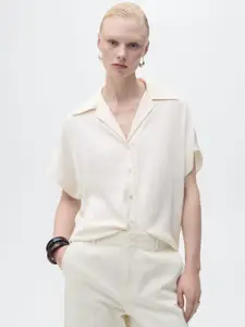 MANGO Cuban Collar Extended Sleeves Casual Shirt