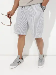 The Roadster Lifestyle Co. Men Striped High-Rise Pure Cotton Shorts