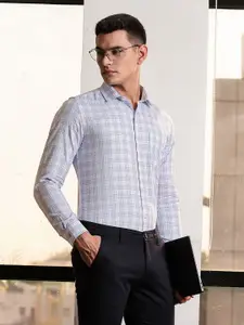 INVICTUS Men Premium Slim Fit Tartan Checked Spread Collar Cotton Formal Shirt