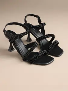 Lino Perros Women Solid Synthetic Leather Kitten Sandals With Western Embellished