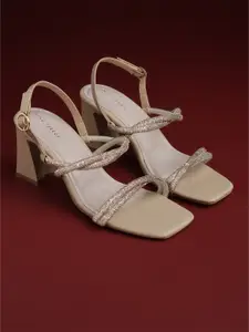 Lino Perros Women Embellished Open Toe Block Sandals