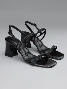 Lino Perros Women Solid Embellished Block Heels Sandals With Western - Embellished