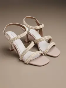 Lino Perros Embellished Open Toe Kitten Sandals