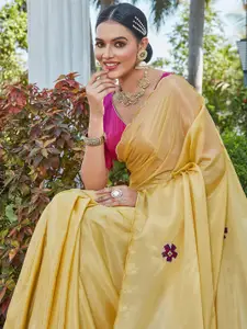 Satrani Ethnic Motifs Embroidered Saree With Blouse Piece