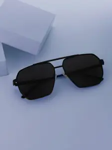 Carlton London Black Toned with Black Polarised Lens Rectangle Sunglass