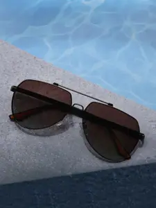 Carlton London Brown Toned with Polarised Lens Aviator Sunglass