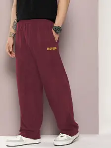 Leotude Men Brand Logo Printed Mid-Rise Relaxed Fit  Track Pants