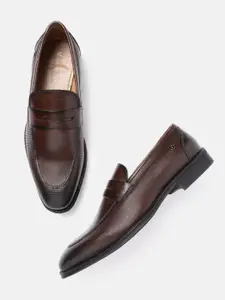 Van Heusen Men Textured Smart Casual Leather Monk Shoes