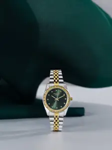 Sonata Women Embellished Dial & Stainless Steel Bracelet Style Straps Watch SP80118BM01