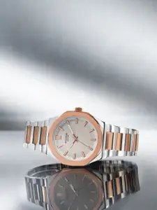 Sonata Poze Quartz Analog Beige Dial Toned Stainless Steel Strap Watch For Men - SP70071KM01