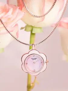 Sonata Poze Quartz Analog Dial Rose Gold Metal Strap Watch For Women - SP80122KM01W