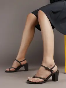 Carlton London Women Embellished Party Block Sandals with Buckles