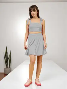 The Roadster Lifestyle Co High-Rise Button-Down A-Line Skater Above Knee Skirt