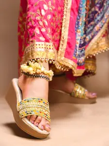 JM Looks Womens Stylish Embellished Wedge Sandals