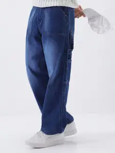 Urbano Fashion Men Loose Baggy Fit Mid-Rise Light Fade Non Stretchable Cotton Jeans