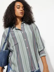 The Roadster Lifestyle Co. Women Striped Oversized Casual Shirt