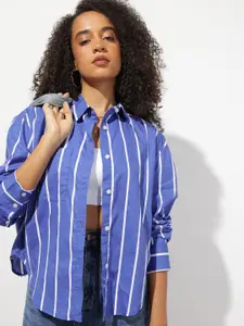 The Roadster Lifestyle Co. Women Striped Oversized Pure Cotton Casual Shirt