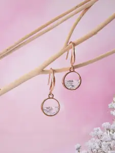Jazz and Sizzle Rose Gold Plated Crystal Studded Circular Drop Earrings