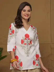 Anouk Rustic Women Ethnic Motifs Printed V-Neck Kurti
