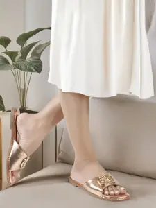 ELLE Women Solid Synthetic Party One Toe Flats with Buckles