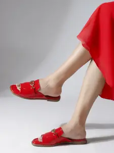 ELLE Women Solid Synthetic Party Open Toe Flats with Buckles