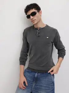 The Roadster Lifestyle Co. Men Henley Neck Sweatshirt
