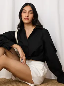 The Souled Store Hearts Embroidered Detail Pure Cotton Casual Shirt