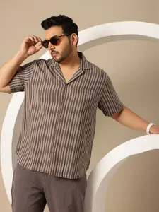 Sztori Men Plus Size Striped Casual Shirt