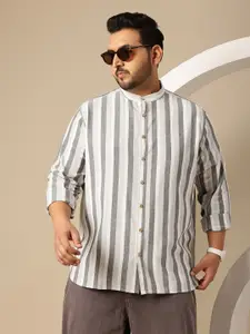 Sztori Men Plus Size Striped Casual Shirt