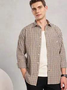 Nautica Men Premium Slim Fit Checked Pure Cotton Casual Shirt