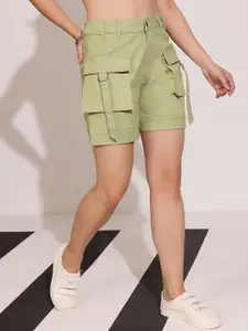 DOLCE CRUDO Women Regular Fit High-Rise Denim Cargo Shorts