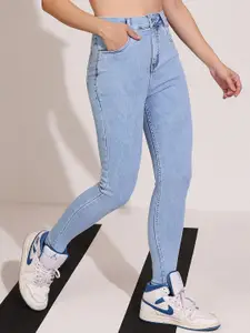 DOLCE CRUDO Women Skinny Fit High-Rise Heavy Fade Stretchable Jeans