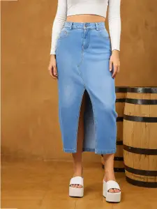 all about you Denim Front Slit Maxi Skirt