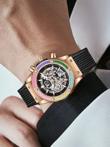 GIORDANO Men Skeleton Dial & Bracelet Style Straps Analogue Watch GZ-50130-03